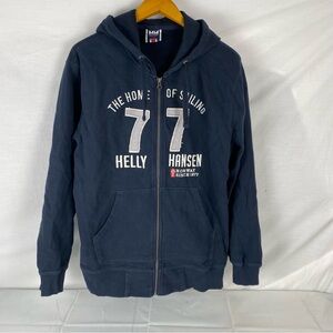 Helly Hansen Men's Navy Blue Full-Zip Hoodie Sweatshirt -  medium
